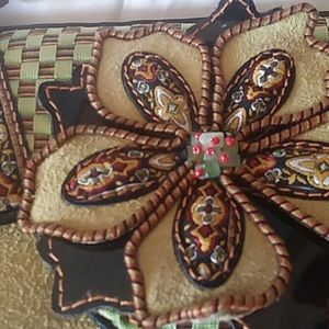 Mary Francis purse leather, suede and beads